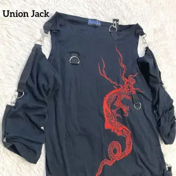 Union Jack 유니언 잭 Y2K 상의 그런지 변형 용 자수