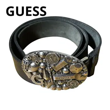 GUESS 게스 철제 버클 벨트 천연 가죽 남성용 M 사이즈