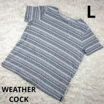 'WEATHERCOCK' 올 패턴 반팔 티셔츠 블루 L 여성용