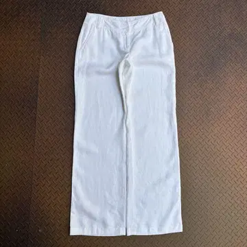 90s-00s 린넨 팬츠 와이드 실루엣 플레어 화이트 화이트