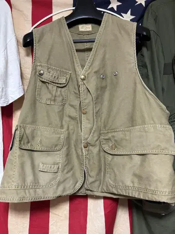 60s L.L.Bean 필기체 택 낚시용 조끼 하프문