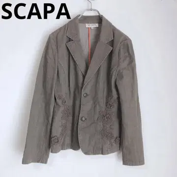 스카파 테일러드 자켓 자수 꽃무늬 코튼 혼방 아우터 카키 42