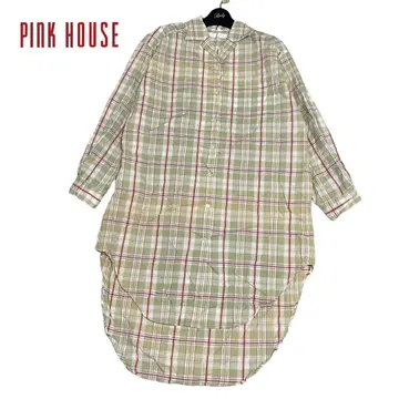 새상품급 pink house 핑크하우스 체크 격자 긴팔 셔츠 원피스