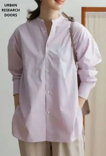 어반 리서치 도어스 밴드 카라 사이드 슬릿 셔츠 면 실크 터치