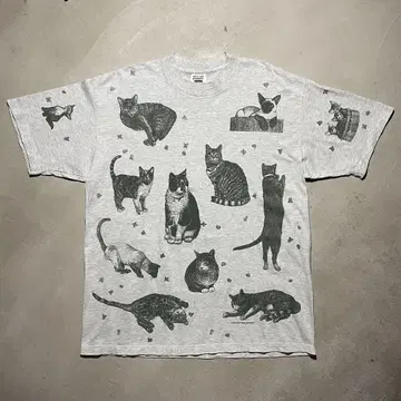94s rel-e-vant products 티셔츠 고양이 올 패턴 빈티지