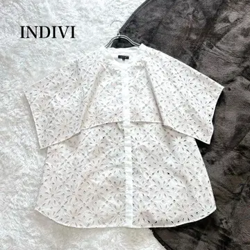 INDIVI 인디비 케이프 컷워크 블라우스 사이즈 15