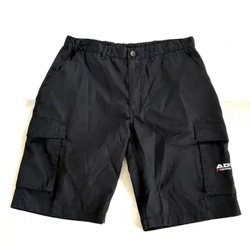 YOKOHAMA ADVAN 하프 팬츠 카고 팬츠 로고 자수 블랙 L
