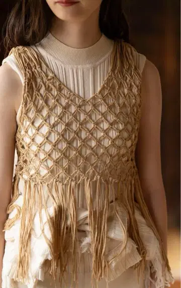 euw 마크라메 니트 베스트 macrame knit bustier