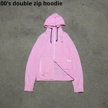 00's unknown 지퍼 후드티 핑크 더블 지퍼 y2k