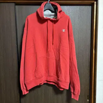 챔피온 레드 후드 부착 후드티 XL
