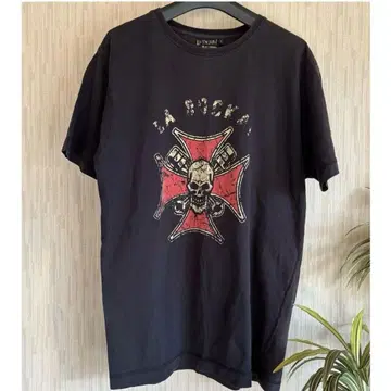 LA ROCKA 라로카 존슨스 스컬 프린트 티셔츠 L 구제 의류