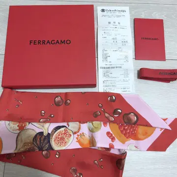 페라가모 FERRAGAMO 스카프 여성용 라피아 백 핸들