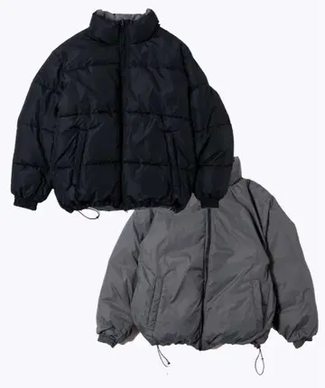wego 다운 자켓 리버서블 블랙 그레이