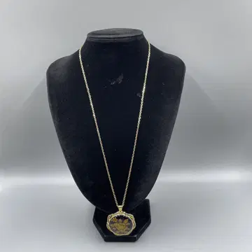 052 LIMOGES 골드 팔각형 꽃 무늬 목걸이