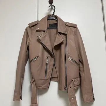ALLSAINTS 베이지 천연 가죽 라이더 자켓