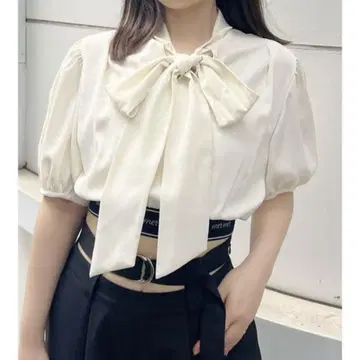 블라우스 셔츠 로고 라인 밴딩 리본 블라우스 여성용