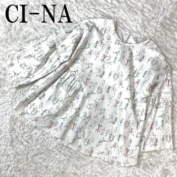 CI-NA 치나 플레어 블라우스 올 패턴 화이트 38 B7660