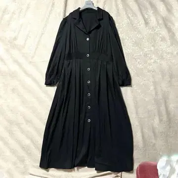 빅 사이즈 프론트 버튼 롱 셔츠 원피스 블랙 2XL A 라인 원피스