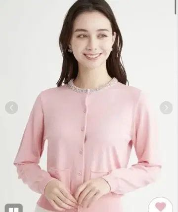 CELFORD 실크 블렌드 비쥬 넥 가디건 핑크