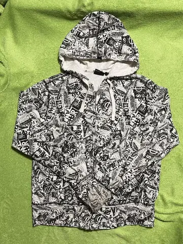 Hurley 흑백 그래픽 후드티 후디