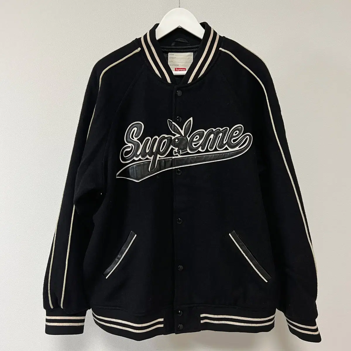 [XL] 슈프림 17FW 플레이보이 울 바시티 자켓 블랙