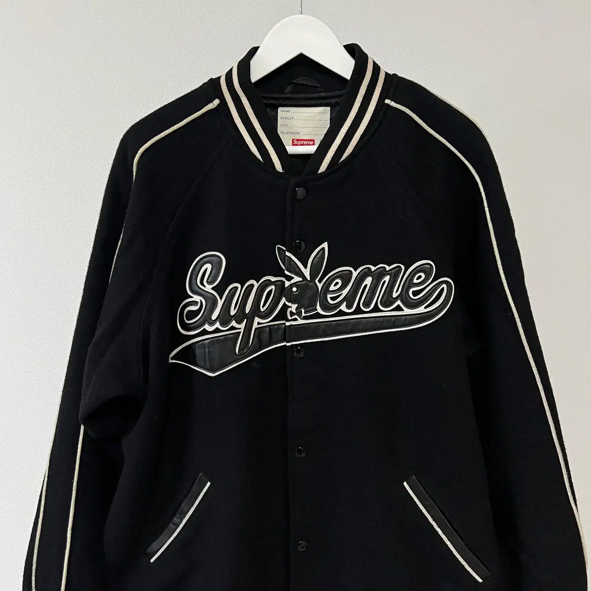 Supreme×PLAYBOY 17AW Wool Varsity Jacket Supreme Playboy Wool Varsity Jacket Black Men's - FW17 - US