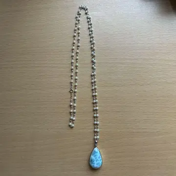 라리마 펄과 파란색 스톤 목걸이