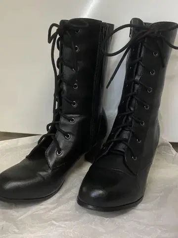 새상품급 블랙 레이스업 롱 부츠 하카마 졸업식