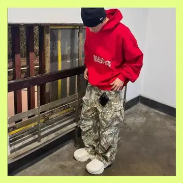 카모플라쥬 데님 팬츠 리얼 트리 카고 팬츠 와이드 팬츠 미니