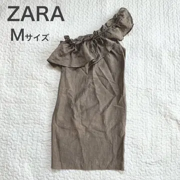 ZARA 원숄더 원피스 린넨 혼방 카키 브라운 무지 M 사이즈