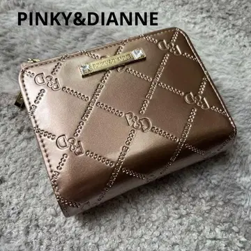 PINKY&DIANNE 코몬 에나멜 L자 지퍼 접이식 지갑 핑크 골드