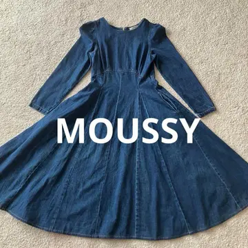 MOUSSY 마우지 데님 원피스 A 라인 플레어 인디고 S