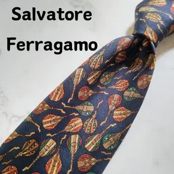 Salvatore Ferragamo 페라가모 새상품급 넥타이 실크 네이비