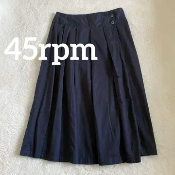 45rpm 플리츠 스커트 코튼 네이비 롱 사이즈 3