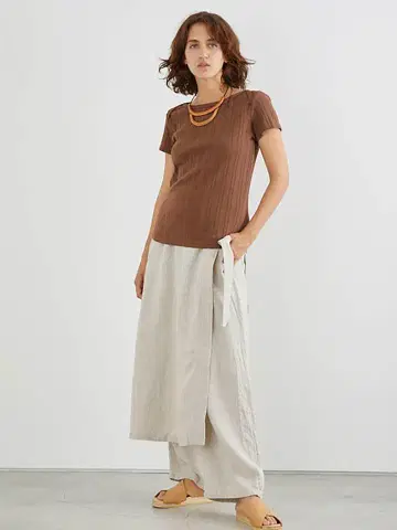 R JUBILEE 새상품 골지 보트넥 T 티셔츠 상의