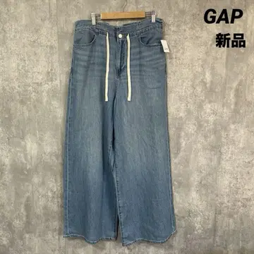 GAP 갭 플라온 배기 데님 하이 웨스트 롱 레그 허리 끈 포함 M