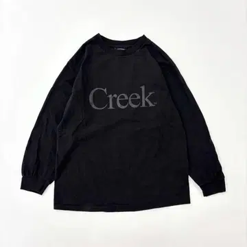 Creek 로고 크루넥 롱 슬리브 티셔츠 롱 T 블랙 M