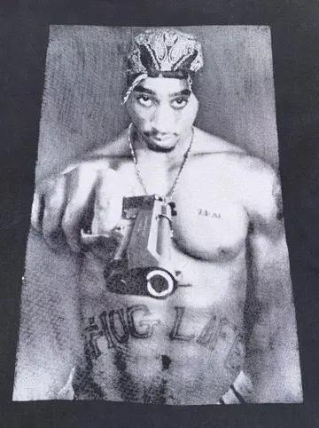 레어 2PAC 힙합 랩 티셔츠 포토 프린트 L 사이즈
