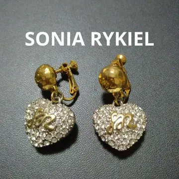 SONIA RYKIEL 하트 모양 귀찌 큐빅 빈티지