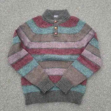 lands' end 보더 헨리넥 울 니트 스웨터 90s