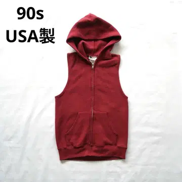 90년대 USA제 스웨트 후드 맨투맨 베스트 후드 부착 빈티지
