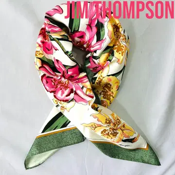JIM THOMPSON. 짐 톰슨 꽃무늬 실크 스카프 대형