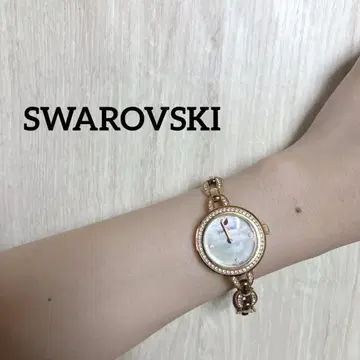 SWAROVSKI 스톤 베젤 쉘 다이얼 손목시계 스와로브스키