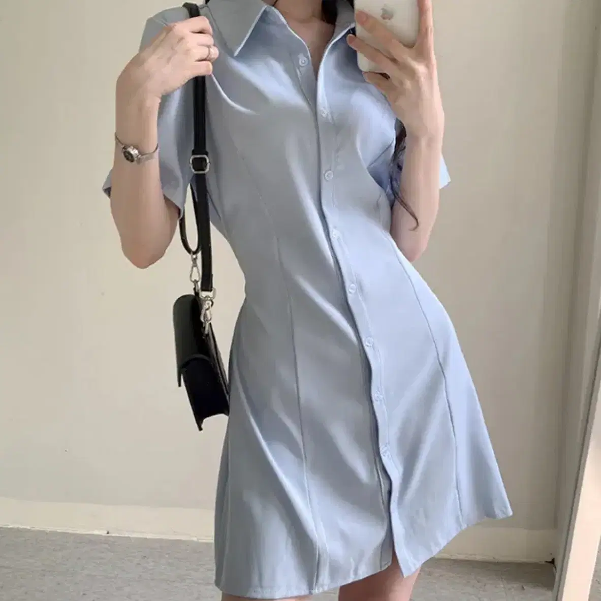 ワンピース HUECLOSET Shirring banding short sleeve mini one piece Shirring Banding Short Sleeve Mini Onepiece on Bunjang