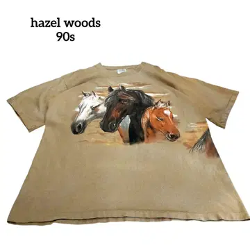 구제 의류 hazel woods 반팔 티셔츠 애니멀 싱글 스티치 90년대