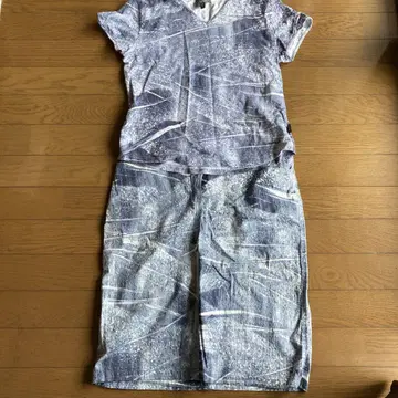 레꼬빵 JEANS 네이비 계열 추상 무늬 셋업 M 사이즈