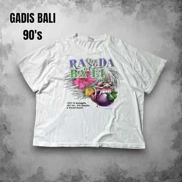 90s BALI 발리 섬 수베니어 티셔츠 크롭 티 아트 티 애니메이션