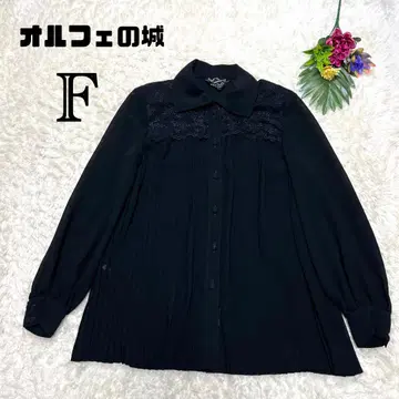 오르페의 성 긴팔 프리 셔츠 꽃무늬 레이스 시어 블라우스 블랙 예쁜