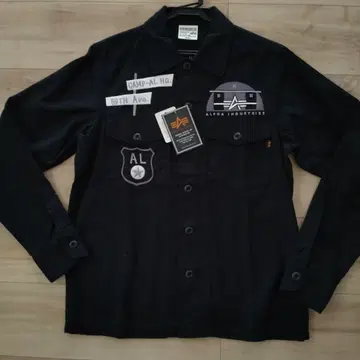 ALPHA INDUSTRIES 블랙 긴팔 셔츠