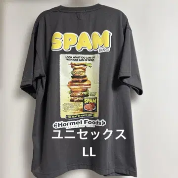 기업 콜라보 티셔츠 반팔 프린트 그레이 스팸 재미있는 티셔츠 LL 사이즈